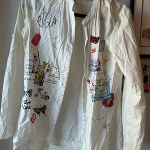 Desigual White Beaded Embroidered Button-Down